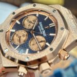 Dong Ho Audemars Piguet Replica 11 Royal Oak Chronograph Frosted Gold 26240 Mat Xanh Blue Xuong APS 41mm 7 768x768 1