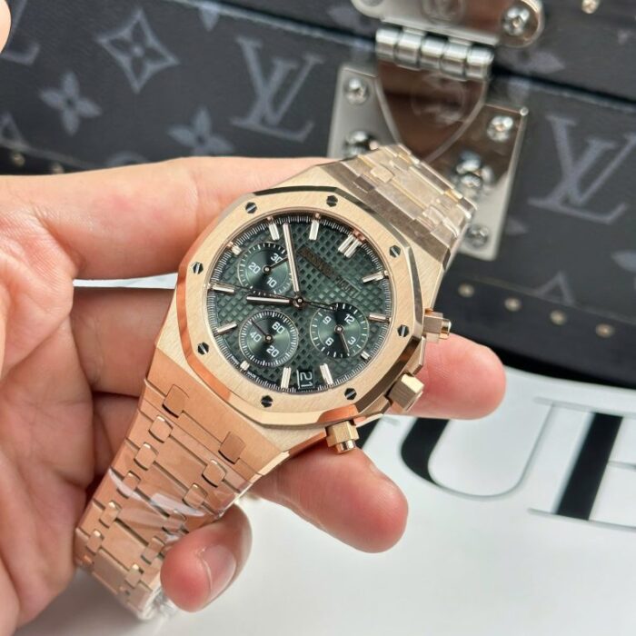 Dong Ho Audemars Piguet Royal Oak 26240 Ma Vang Hong Rep 11 Mat Xanh La Cay APS 41mm 3 768x768 1